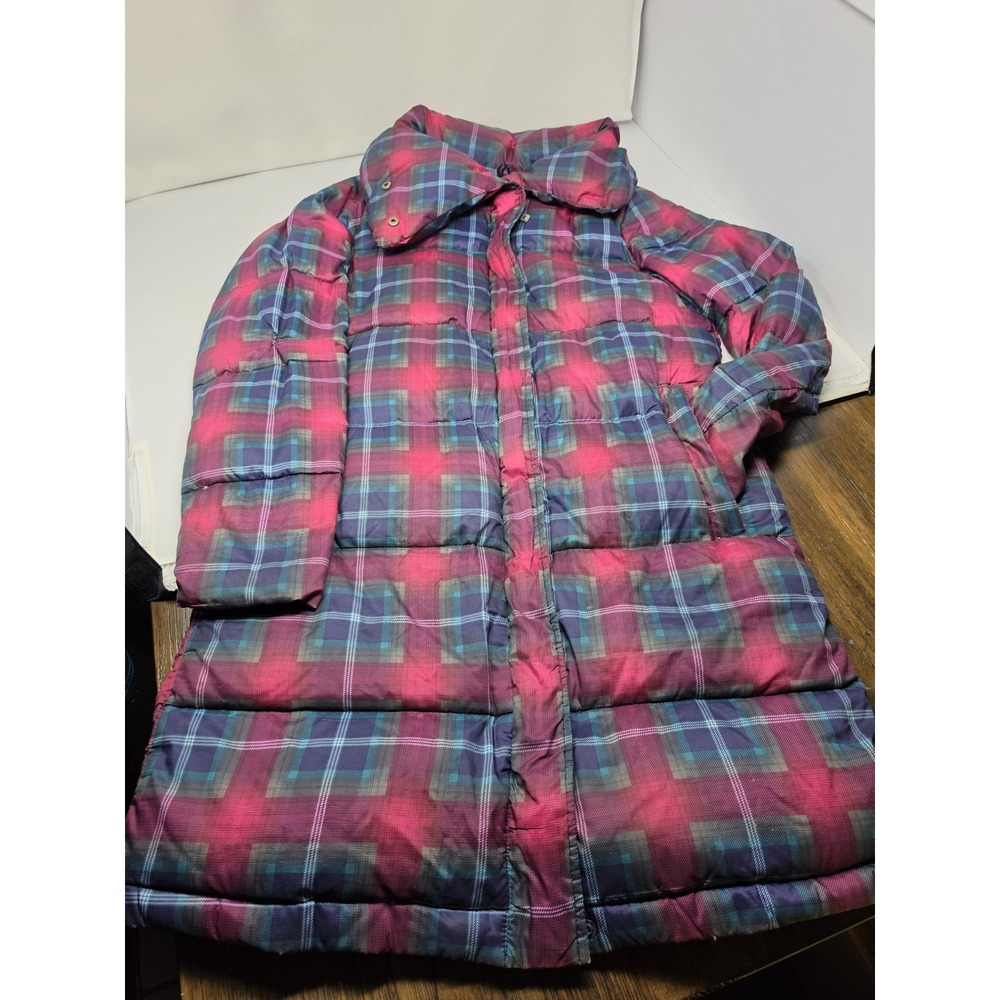 Burton Mecca Trench Down Jacket/Long Plaid Trench 550 Fill Down Sz Sm